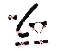 Mipcase Set de Accessoires Déguisement Chat Oreilles Bandeau Queue et Bracelets pour Cosplay Halloween Fête Anniversaire