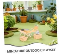 Mipcase Set de Camping Miniature pour Garçon Fille avec Chaise Pliante Table de Pique et Réchaud Extérieur pour Tout Petits Accessoires de Jeu Imitation Jaune