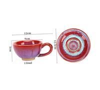 Mipcase Set de Tasses à Café Céramique Rouge avec Soucoupe Design Européen Vintage pour Café Thé et Goûter Service pour Maison et Bureau