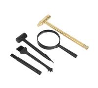 Mipcase Set Outils Archéologie pour Garçon Fille Marteau Géologue Métallique Brosse Ciseau et Loupe pour Fouilles de et Excavations Archéologiques Kit de Jeu Éducatif