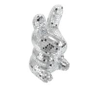 Mipcase Statue Disco Lapin Réfléchissante en Verre et Écume, Décoration de Table Stable et Polyvalente, Centre de Table Rétro Groovy pour Jardin et Intérieur