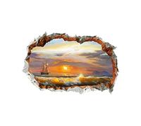 Mipcase Sticker Mural Paysage De Plage Marin Nom Nautique Décor Mer Stickers Muraux Océan Autocollants Côtier Murale Adhésive Gomettes Etiquette Autocollante Autocollant Mural Chic Pvc