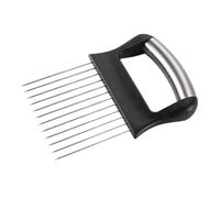 Mipcase Support à Oignons Inox Ergonomique avec Fourchette Trancheuse pour Légumes Fruits Aide Découpe Sécurisée Oignon Carotte Outil Multifonctionnel de Cuisine