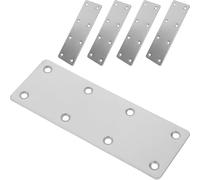 Mipcase Support Métallique en Acier Inoxydable Argenté 5pcs avec Plaques Plates Droites Multi-Trous pour Fixation Meubles Bois Étagères et Armoires