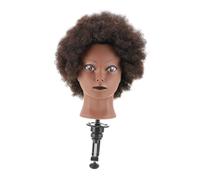 Mipcase Tête à Coiffer Noire Cheveux Crépus Mannequin Entraînement Professionnel pour Hommes Pratique pour Coupe et Coiffure pour Étudiants Coiffure