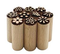 MIPIACE 10 PCS Tampons pour Argile et Céramique Tampons en Bois Naturel Tampon en Bois Sculptés à la Main pour la Pâte à Pâtisserie la Modélisation de Biscuits en Argile DIY (5x1,5 cm)