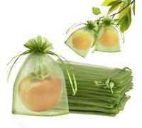 MIPIACE 120 Pièces Sac Protection Fruits 15x10cm Sachet Protection Raisin avec Cordon Protection de Raisins Réutilisables Sac Organza pour Potéger Les Oiseaux Guêpes Insectes Mouches à Fruits