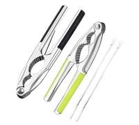 MIPIACE 2 PCS Casses Noix avec 2 Aiguille D'extraction de Pulpe de Fruit Casse-Noisettes Pince Poignée Antidérapante en Acier Inoxydable Multifonctionnel Casse-Noisettes en Métal pour Amandes Noix