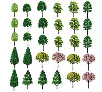MIPIACE 30 Pièces Arbres Miniatures Mélangés Modèle Train Arbres Mixte Modèle Arbre H 3,5 cm-6,5 cm Arbre Vert Modèle pour DIY de Paysage Landscape Décoration Miniature Miniatures Table de Sable