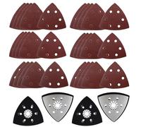 MIPIACE 34 Pièces Plaques Abrasives Multi-Outils Set 4 Pièces Patins de Ponçage 30 Pièces Papier Abrasif pour Ponceuse Triangles de Ponçage Papier de Verre Triangulaire pour Bois Plâtre Métal Ponçage