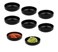 MIPIACE 8 Pièces Bols à Sauce Soja Noir Bols à Tapas et Sauces Mini Bol à Trempette Mélamine A5 Bol À Tremper pour Sushi Noir pour Condiments Ketchup Sushis Barbecue Collations 8.7x8.8x2.5cm