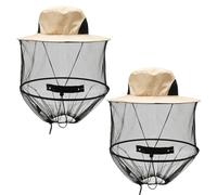 MIPIACE Chapeau Anti Moustique Chapeau Pliable Moustiquaire Tête Midges pour Apiculteur Extérieur, Randonnée, Camping, Pêche, Jardin (Beige)
