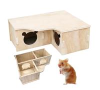 MIPIACE Maison Hamster 22.5*17.8*8cm Hamstermaison d'angle Maison en Bois pour Hamster pour Gerbils-Chinchilla-cochons d'Inde Lapins Petits Animaux Sport Jeu Repos Bien-être un Petit Animal Epanoui