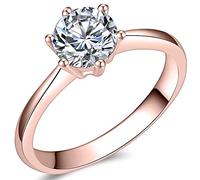 [Mipopkct] Bague de fiançailles solitaire classique en acier inoxydable 1,0 carat (argent, 7), 13, Agate