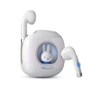 MIPOW Next-Gen x Miffy 2025 Écouteurs sans fil, BT5.3 36 heures de lecture AI ENC suppression du bruit IPX7, écouteurs de sport Bluetooth avec étui de charge, motif lapin bleu ciel pastel