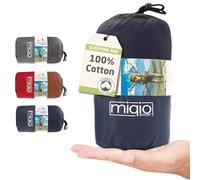 MIQIO 2in1 Drap Sac de Couchage Coton avec Fermeture Éclair Continue (Joignable): Confort Léger Sac de Couchage et Couverture de Voyage XL en Un - Sac de Couchage d'Été Drap Intérieur (Bleu/Gauche)