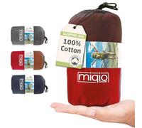 MIQIO 2in1 Drap Sac de Couchage Coton avec Fermeture Éclair Continue (Joignable): Confort Léger Sac de Couchage et Couverture de Voyage XL en Un - Sac de Couchage d'Été Drap Intérieur (Rouge/Gauche)