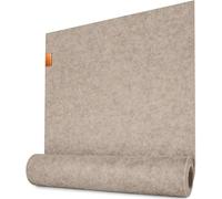 Miqio Chemin de table design en feutre beige - 150 x 40 cm - Lavable - Feutre Oeko-Tex durable - Label en cuir véritable - Chemin de table scandinave
