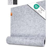 MIQIO® Chemin de Table Design en Feutre | Chemin de Table d'hiver | Tapis de Feutre 0ekotex (Gris chiné avec Application Cuir, 150 x 40 cm)
