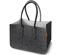 Miqio Grand sac à provisions design en feutre avec anse et poche intérieure | Panier à provisions | Sac de transport en feutre | Panier de rangement, gris foncé/gris clair, xl