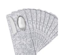 Miqio ® Lot de 10 sacs à couverts design en feutre lavables - Décoration scandinave - Convient pour sets de table, sets de table, nappes - Gris chiné