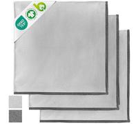 Miqio® Lot de 3 torchons design en coton avec coutures décoratives élégantes - Serviettes de toilette - 100 % coton bio (70 x 45 cm) - Serviettes de séchage - Certifié GOTS, BCI et Ökotex - Gris clair