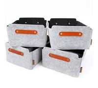 MIQIO Lot de 4 petites boîtes gris clair