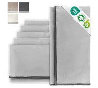 MIQIO® Lot de 6 serviettes design en coton I 45 x 45 cm I Serviettes en tissu avec coutures décoratives élégantes I 100 % coton bio I Certifié GOTS, BCI et Ökotex I Gris clair
