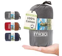 MIQIO Sac de couchage 2 en 1 en coton avec fermeture éclair intégrale (couplable) : sac de couchage léger et confortable de voyage et couverture XL en 1 - Sac de couchage intérieur d'été (gris, gauche
