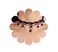 MIQIQAO Collier ras du cou en dentelle noire Pendentif en perle noire Chock Gothic Tattoo Choker Hollow floral Necklace Chain Jewelry for Women and Girls (LaceFlowerPearlAde)