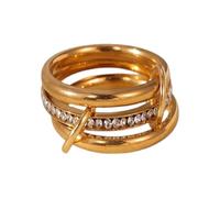 MIQNEEIDEIP Bague de luxe empilable multicouche pour femme 2026 déclaration deux couleurs en acier inoxydable empilable bijoux
