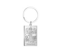 MIQNEEIDEIP The Major Arcana Porte-clés vintage en acier inoxydable avec pendentif carte de tarot Accessoires de bijoux pour voiture