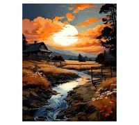 Miquans Art Peinture par numéros pour adultes - Peinture par numéros pour adultes - Peinture par numéros - Soleil - Coucher de soleil - Peinture par numéros - Paysage adulte (40 x 50)