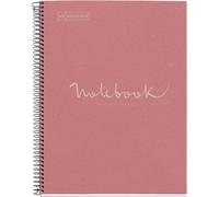 Miquel Rius Cahier Émotions 100% Recyclé 1 Couleur Bande A4 80 Feuilles 7mm Papier 80g 4 Trous Couverture Carton Rose