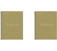Miquel Rius Cahier Émotions 100% Recyclé 1 Couleur Bande A4 80 Feuilles Lignées 7mm Papier 80g 4 Trous Couverture Carton Vert (Lot De 2)
