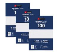 Miquelrius - 300 Feuillets Mobiles A4, Quadrillé 4 x 4 mm, sans Marge | Papier Opaque 90 g/m², Sans Perforations, Recharge, À Classer, École, Études, Bureau, Notes, Exercices