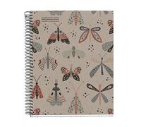 Miquelrius 6111 Carnet de notes 100 Pour cent Recyclé, 1 bande de couleur, 80 feuilles à rayures horizontales, papier 80 g, 2 perceuses, couverture en carton recy esign Ecobutterfly, A5