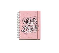 MIQUELRIUS - Agenda 2021 Happy Letters - Catalan, semainier, taille 155 x 213 mm (~ A5), papier 90 g, couverture rigide en carton doublé, couleur rose, meilleur à atteindre