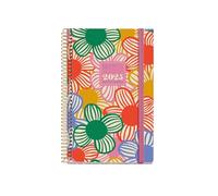 Miquelrius Agenda 2025, agenda annuel 117 x 182 mm, vue hebdomadaire, couverture carton doublé plastifié, spirale, fermeture élastique, papier 80 g/m², espagnol, anglais et portugais, flowery