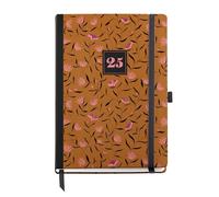 Miquelrius Agenda 2025, agenda annuel 155 x 213 mm, vue hebdomadaire, couverture carton doublé plastifié, spirale, fermeture élastique, papier 80 g/m², espagnol, anglais et portugais, automne