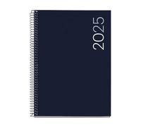 Miquelrius Agenda 2025, agenda annuel 155 x 213 mm, vue hebdomadaire, couverture souple polypropylène, spirale, papier 80 g/m², catalan, anglais et portugais, couleur bleu marine
