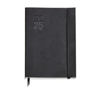 Miquelrius Agenda 2025, agenda annuel 155 x 213 mm, vue semaine, couverture souple imitation cuir cousu, papier 80 g/m², catalan, anglais et portugais, couleur noire