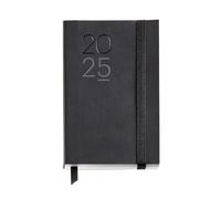 Miquelrius Agenda 2025, agenda annuel 90 x 140 mm, vue semaine, couverture souple imitation cuir cousu, papier 80 g/m², catalan, anglais et portugais, couleur noire