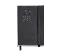 Miquelrius Agenda 2026 1 jour par page, petit format (90 x 140 mm), planification quotidienne, couverture souple imitation cuir cousu, papier 80 g/m², espagnol EN-PT, noir