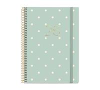 Miquelrius Agenda 2026 un jour par page au format A5+ (155 x 213 mm), planification quotidienne, couverture rigide, spirale, fermeture élastique, papier 80 g/m², ES-EN-PT, Polka Dots