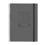Miquelrius Agenda 2026 un jour par page durable, similaire A5+ (155 x 213 mm), planification quotidienne, couverture recyclée, carton doublé, papier recyclé 100 g/m², fermeture élastique, ES-EN-PT