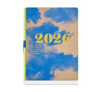 Miquelrius Agenda 2026 un jour par page similaire A5+ (155 x 213 mm), planification quotidienne, couverture kraft naturel avec sérigraphie, reliure artisanale, papier ivoire 100 g/m², ES-EN-PT, nuages