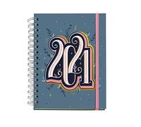 MIQUELRIUS - Agenda annuel 2021 Happy Letters - Catalan, semainier, taille 155 x 213 mm (~ A5), papier 90 g, couverture rigide en carton doublé, couleur bleu, Year