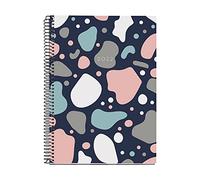 Miquelrius - Agenda annuel 2022 Graphique - Semaine vue horizontale - Format Plus 155 x 213 mm (approx A5) - Couverture cartonnée mate - Terrazzo - Espagnol - Espagnol