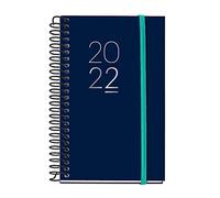 Miquelrius - Agenda annuel 2022 Urban - Semaine vue horizontale - Format caddy 80 x 120 mm - Couverture souple en polypropylène opaque - Marine - Espagnol